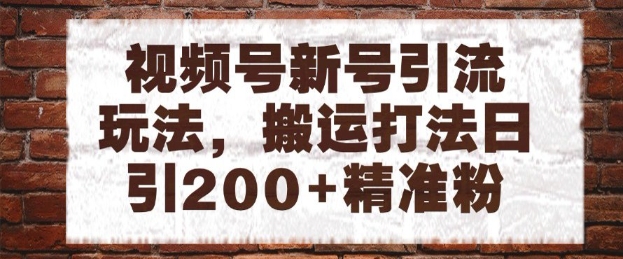 视频号新号引流玩法，搬运打法日引200+精准粉，可矩阵放大【揭秘】-暮鸦资源网