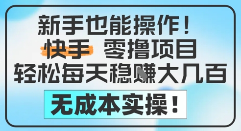 新手也能操作，快手零撸挣米，轻松每天挣2-5张，完全无成本-暮鸦资源网