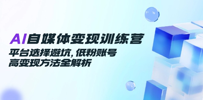AI自媒体变现训练营，平台选择避坑，低粉账号高变现方法全解析-暮鸦资源网