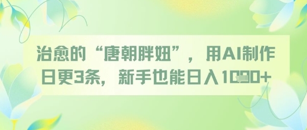治愈的“唐朝胖妞”，用AI制作日更3条，新手也能日入多张-暮鸦资源网