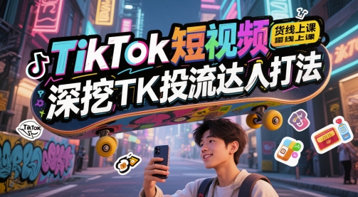 TikTok短视频带货线上课，深挖TK投流达人打法-暮鸦资源网