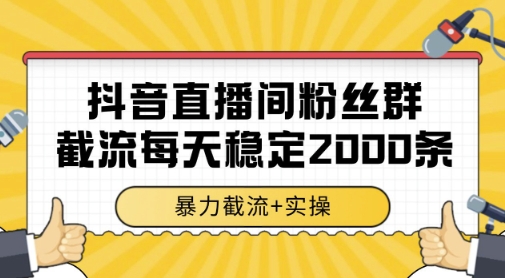 抖音直播间粉丝群暴力截流，一台电脑每天稳定2000条数据，暴力截流+实操 【揭秘】-暮鸦资源网