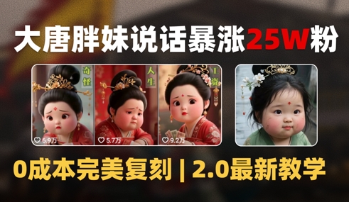 AI大唐胖贵妃说话2.0，40条视频暴涨40w粉，附独家变现攻略-暮鸦资源网