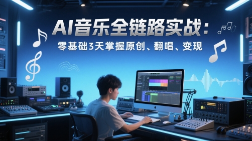 AI音乐全链路实战变现课：零基础3天掌握原创、翻唱、变现-暮鸦资源网