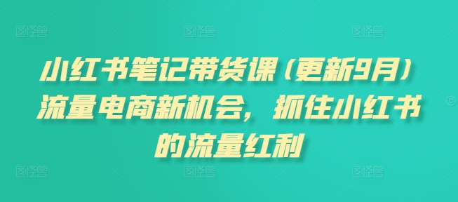 小红书笔记带货课(更新25年5月)流量电商新机会，抓住小红书的流量红利-暮鸦资源网