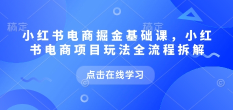 小红书电商掘金课，小红书电商项目玩法全流程拆解(更新5月)-暮鸦资源网
