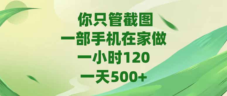 你只管截图，一部手机在家做，一小时120，-天500+-暮鸦资源网