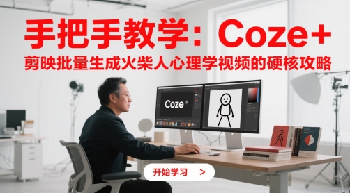 手把手教学：Coze + 剪映批量生成火柴人心理学视频的硬核攻略-暮鸦资源网