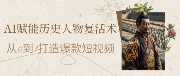 AI赋能历史人物复活术：从0到1打造爆款短视频，7天涨粉10W，小白也能月入过1W-暮鸦资源网
