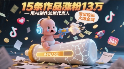 用AI制作幼崽代言人，宝宝的控诉火爆全网，15条作品涨粉13W，单号月入5位数实操教程-暮鸦资源网