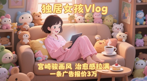 单个账号涨粉71W！用AI制作独居女孩Vlog，宫崎骏画风，治愈感拉满，一条广告报价3W-暮鸦资源网
